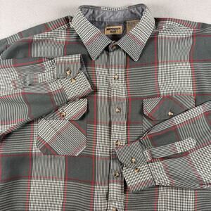 Northwest Blue Men's XL Gray Red Plaid Button Down Flannel-Style Shirt